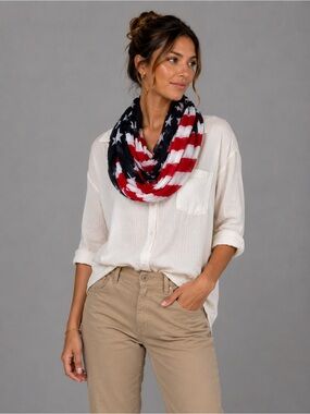 Infinity Raine American Flag Infinity Scarf in Red, White & Blue
